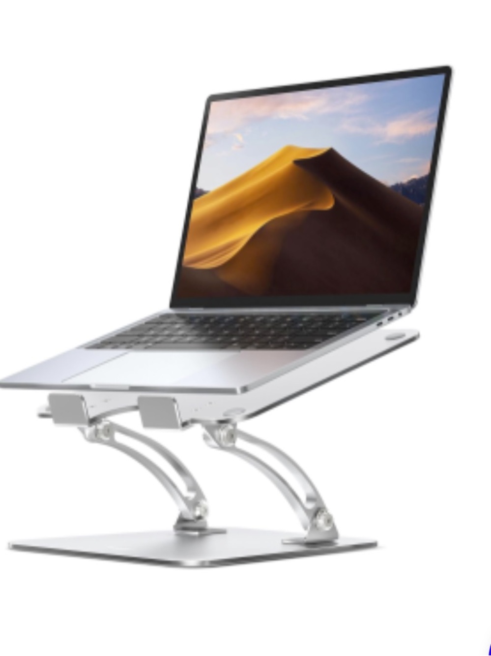 Adjustable Silver Laptop Stand - Sleek Aluminum Riser